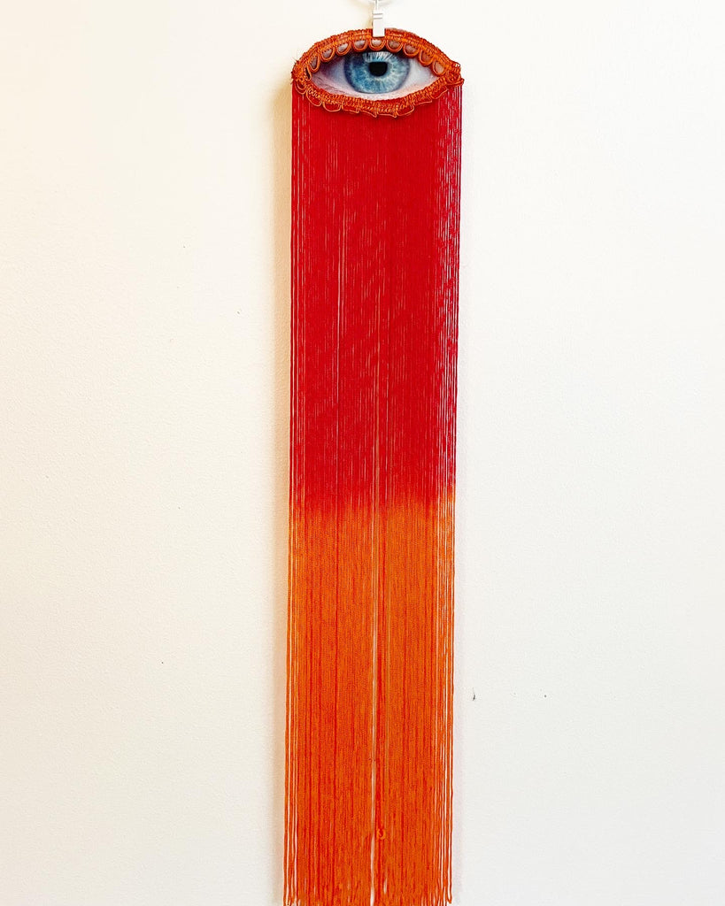Small Red/Orange Ombre Fringe Ski Applique