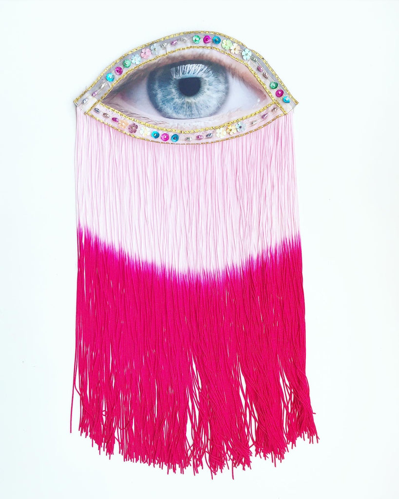 Eye Appliqués and Pink Ombre Fringe