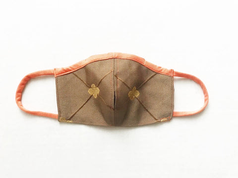 Tan Brocade Face Mask with Straw Hole