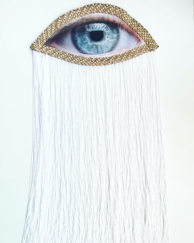 Large Eye Appliqué with White Fringe