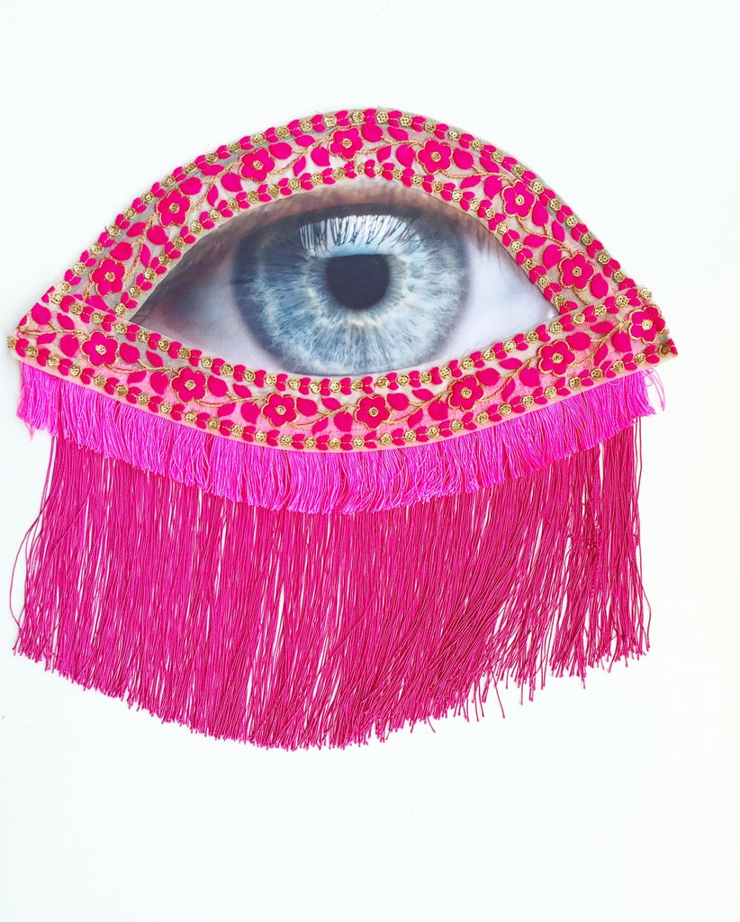 Eye Appliqué with Pink Tassels and Fringe