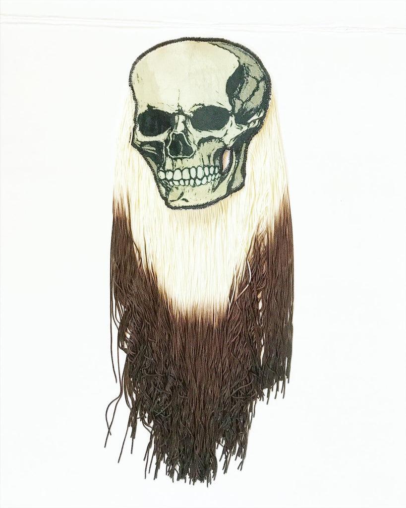 Skull Appliqué with Cream/ Brown Fringe