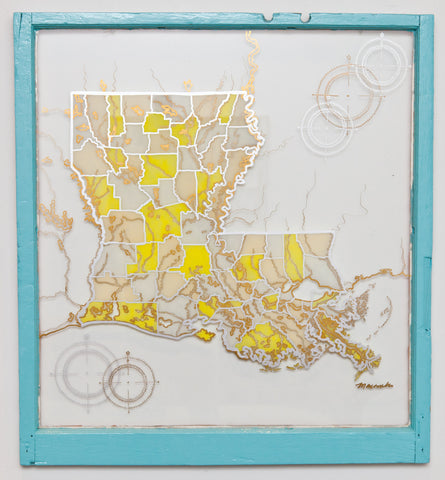 Louisiana Map Glass Painting