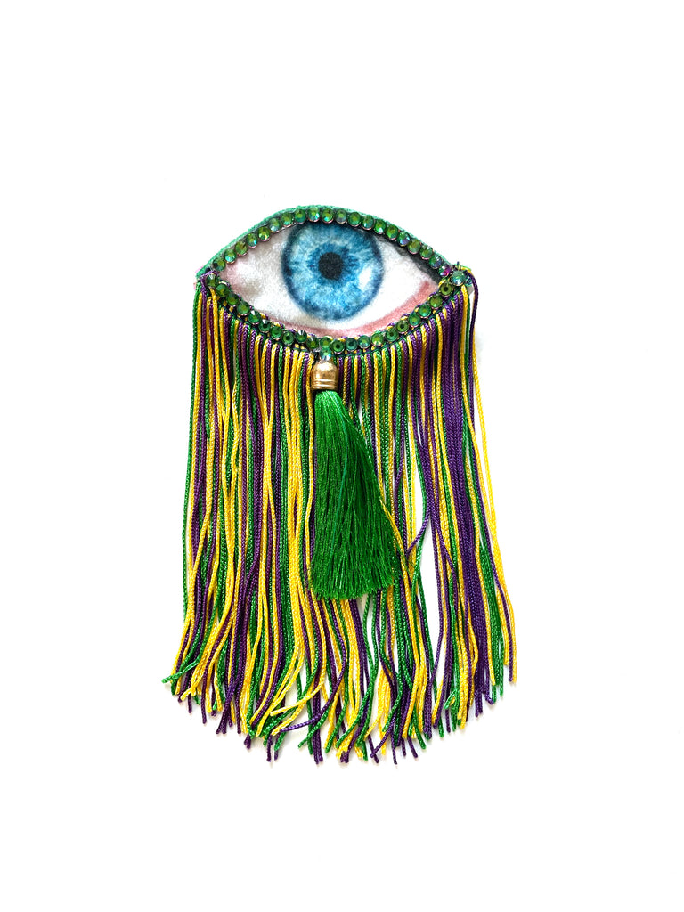 Eye with Mardi Gras Fringe Brooch/Ornament