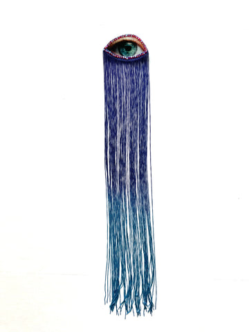 Dark Blue Ombre Fringe Eye Brooch/Ornament