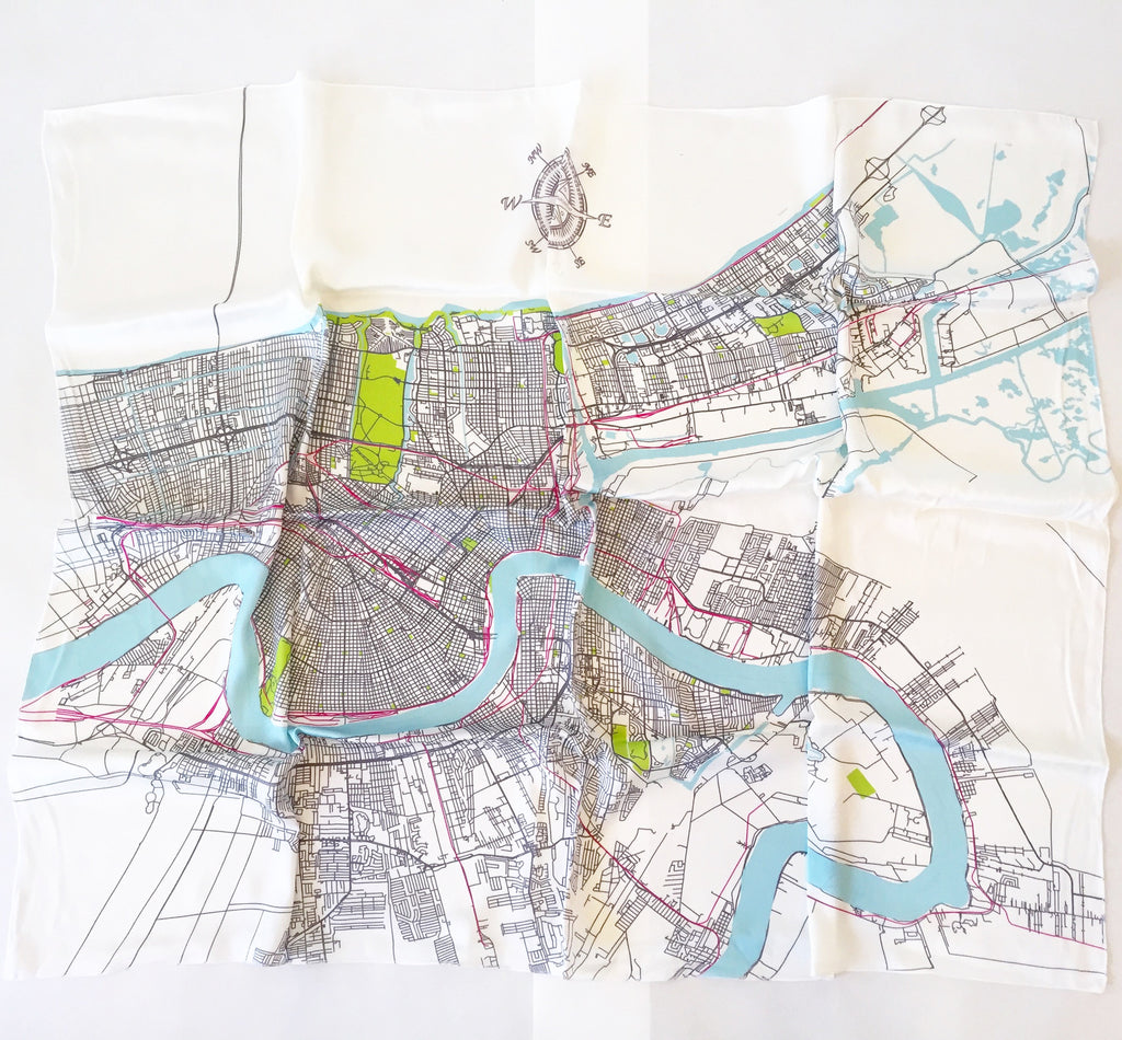 New Orleans Map Silk Scarf